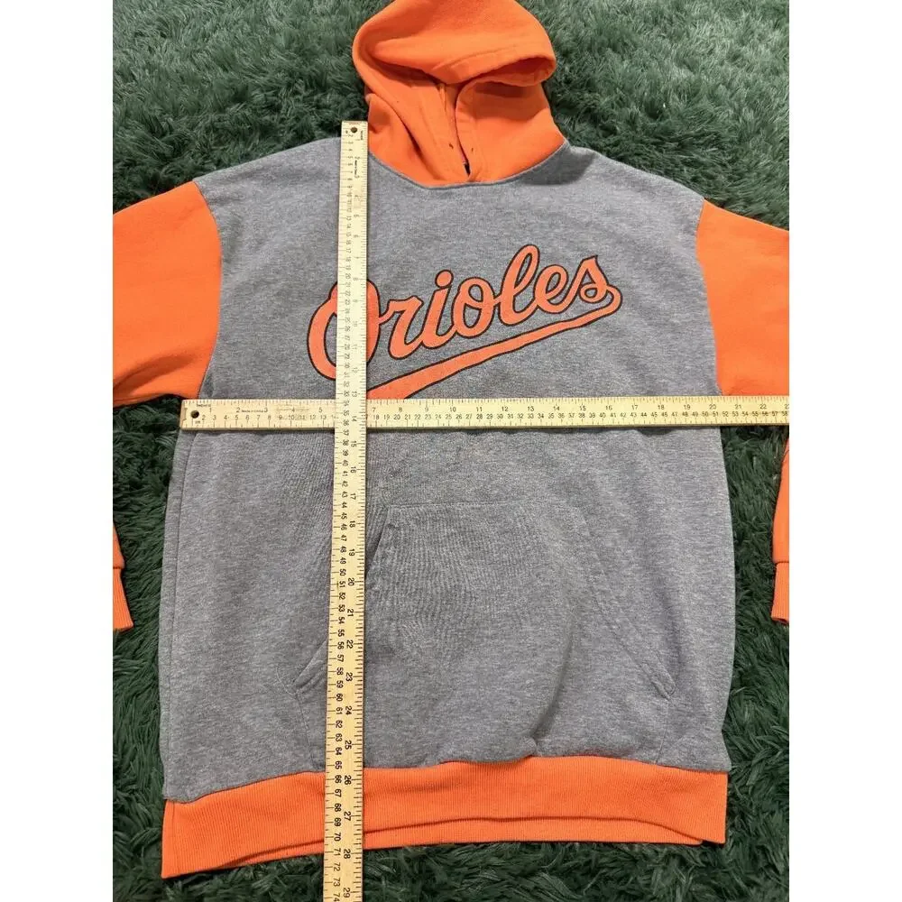 Baltimore Orioles MLB Hoodie Sweatshirt Grey Orange Raglan Pockets Adult Fan
